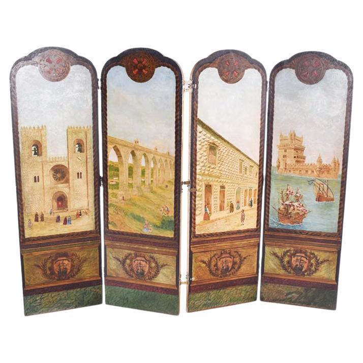 Portuguese Hand Painted Dressing Screen