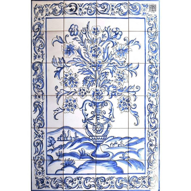 Portuguese Hand Painted Glazed Ceramic Tile Panel For At 1stdibs Portuguese Hand Painted Glazed Ceramic Tile Panel For