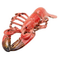 Portuguese Handmade Pallissy or Majolica Coral Lobster Chick