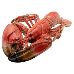Portuguese Handmade Pallissy or Majolica Large Coral Lobster