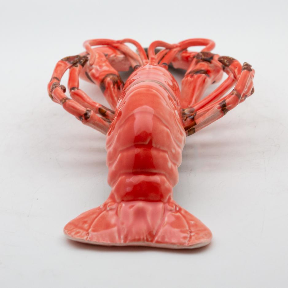 Portuguese Handmade Pallissy or Majolica Coral Lobster Chick In New Condition In New York, NY