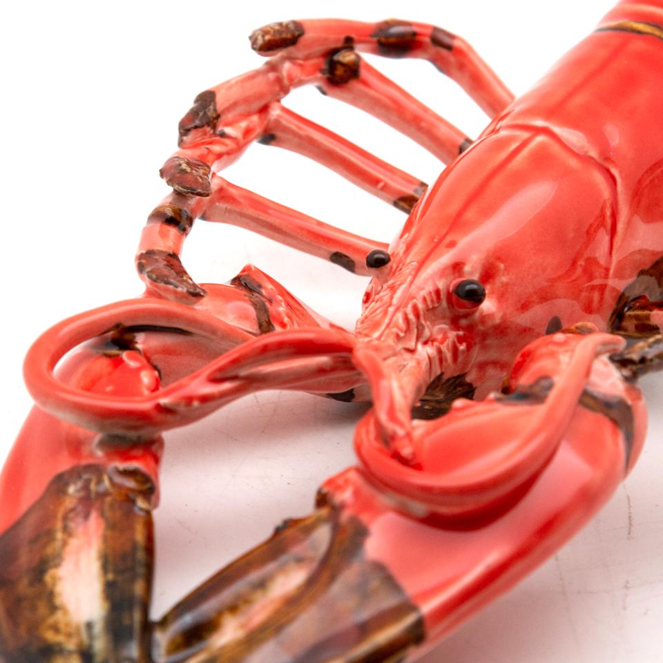 Ceramic Portuguese Handmade Pallissy or Majolica Coral Lobster Chick