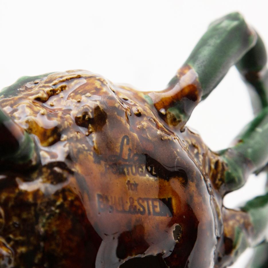 Portuguese Handmade Pallissy or Majolica Green Ceramic Spider Crab 2