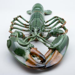 Portuguese Handmade Pallissy or Majollica Large Green Ceramic Crab