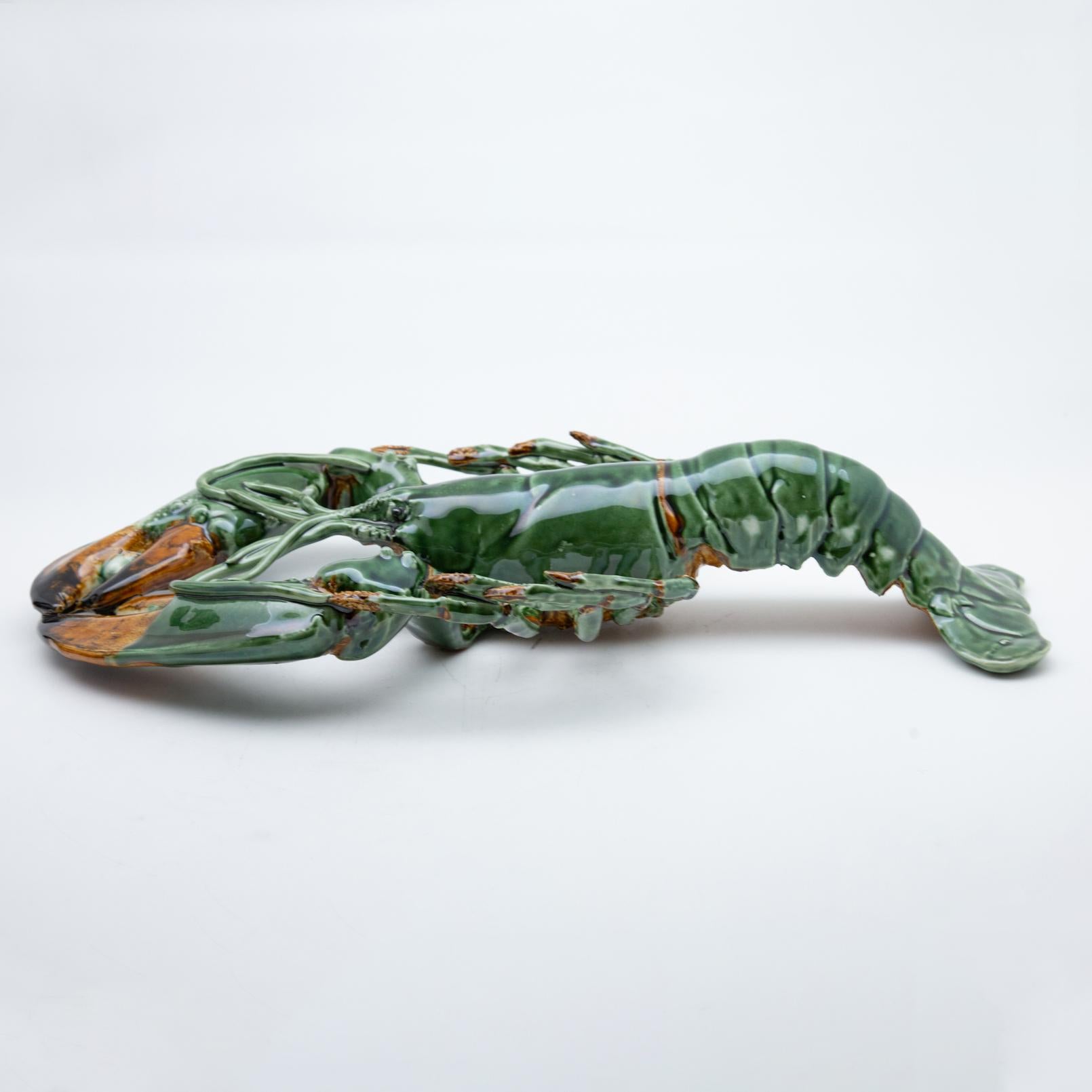 Portuguese Handmade Pallissy or Majollica Large Green Ceramic Crab 1