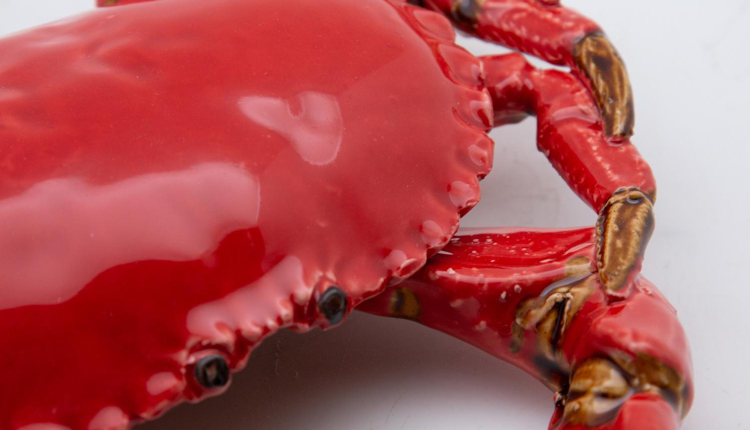 Portuguese Handmade Pallissy or Majollica Red Ceramic Crab 2