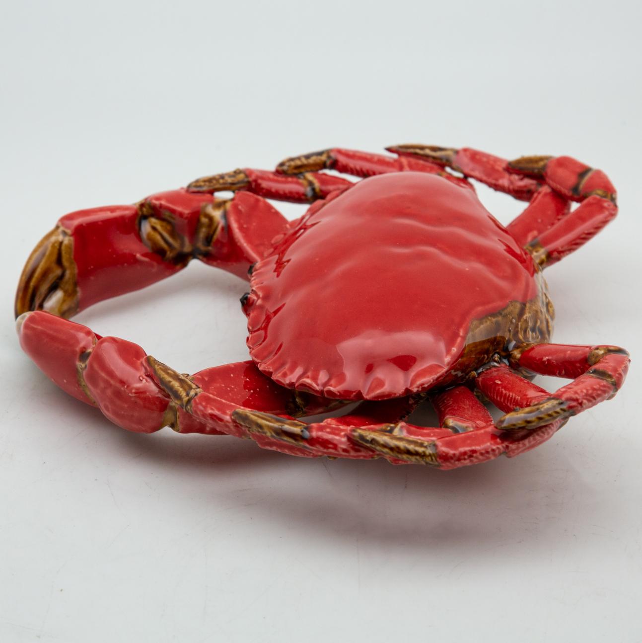 Portuguese Handmade Pallissy or Majollica Red Ceramic Crab 1