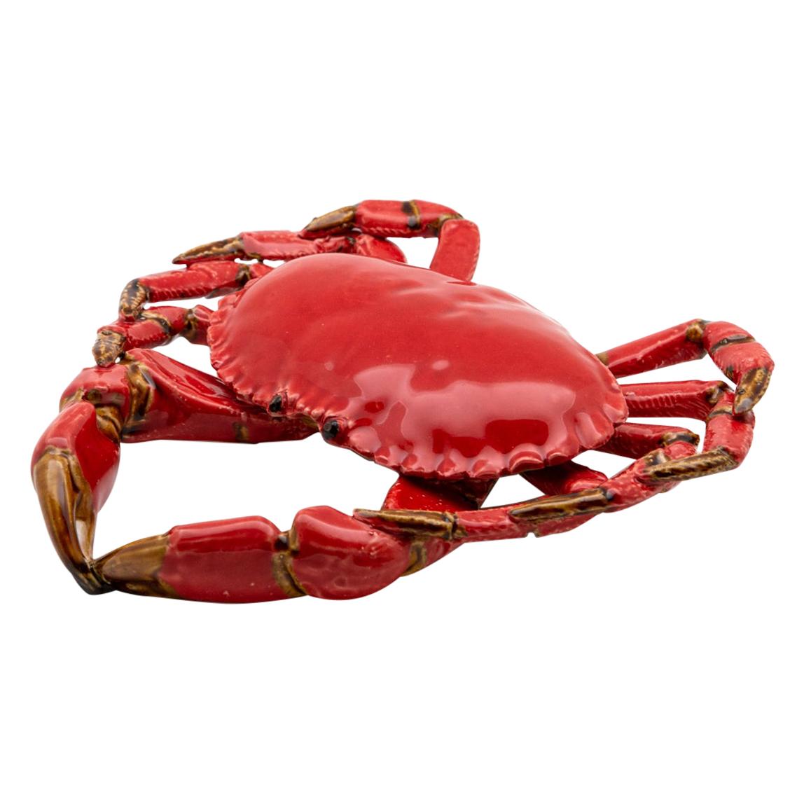 Portuguese Handmade Pallissy or Majollica Red Ceramic Crab