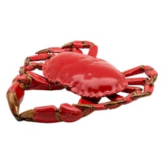 Portuguese Handmade Pallissy or Majollica Red Ceramic Crab