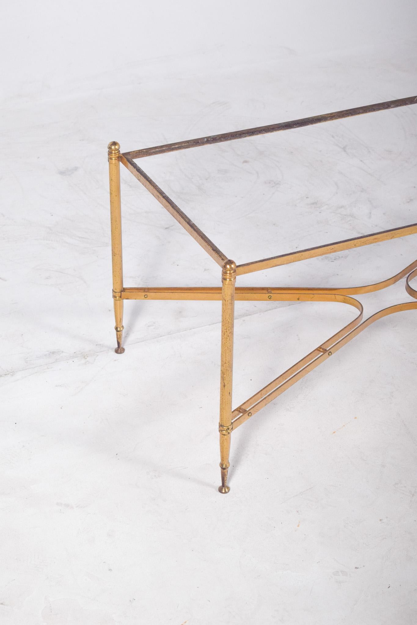 Rustic Portuguese Iron and Brass Coffee Table For Sale