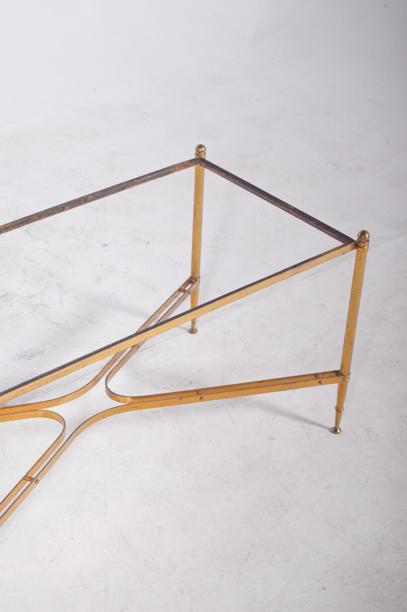 Mid-20th Century Portuguese Iron and Brass Coffee Table For Sale