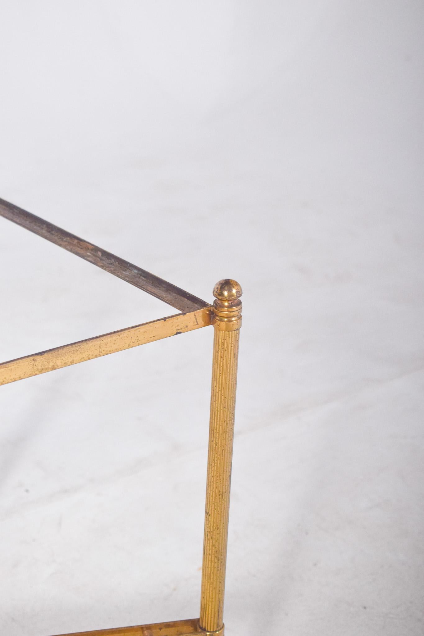 Glass Portuguese Iron and Brass Coffee Table For Sale