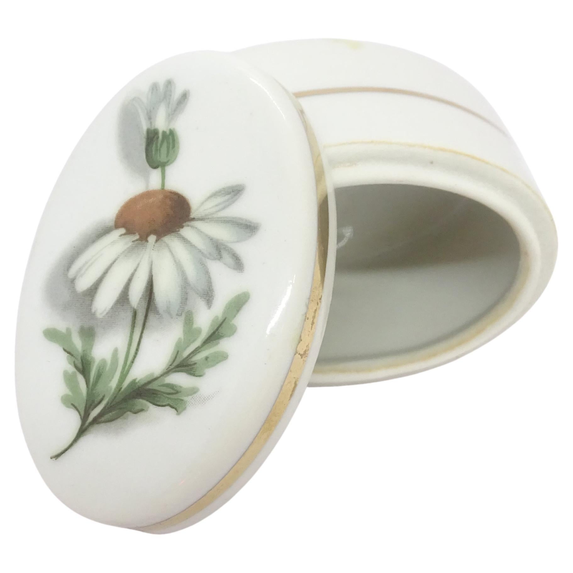 Portugiesische Schmuckschatulle aus Porzellan und Gold mit Goldbesatz „Margarita“ im Angebot