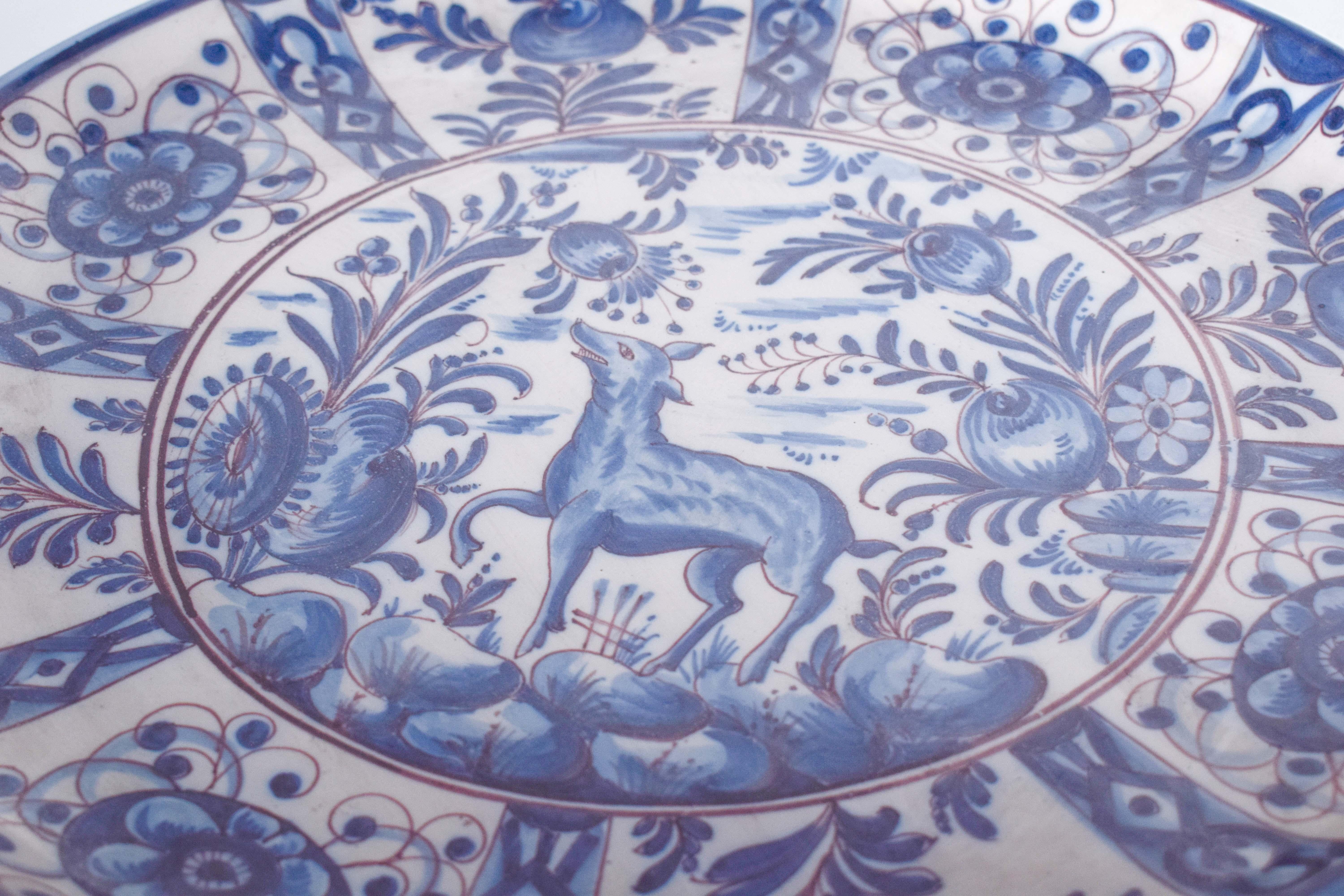 20ième siècle Grande assiette portugaise en faïence de Sant'Anna en vente