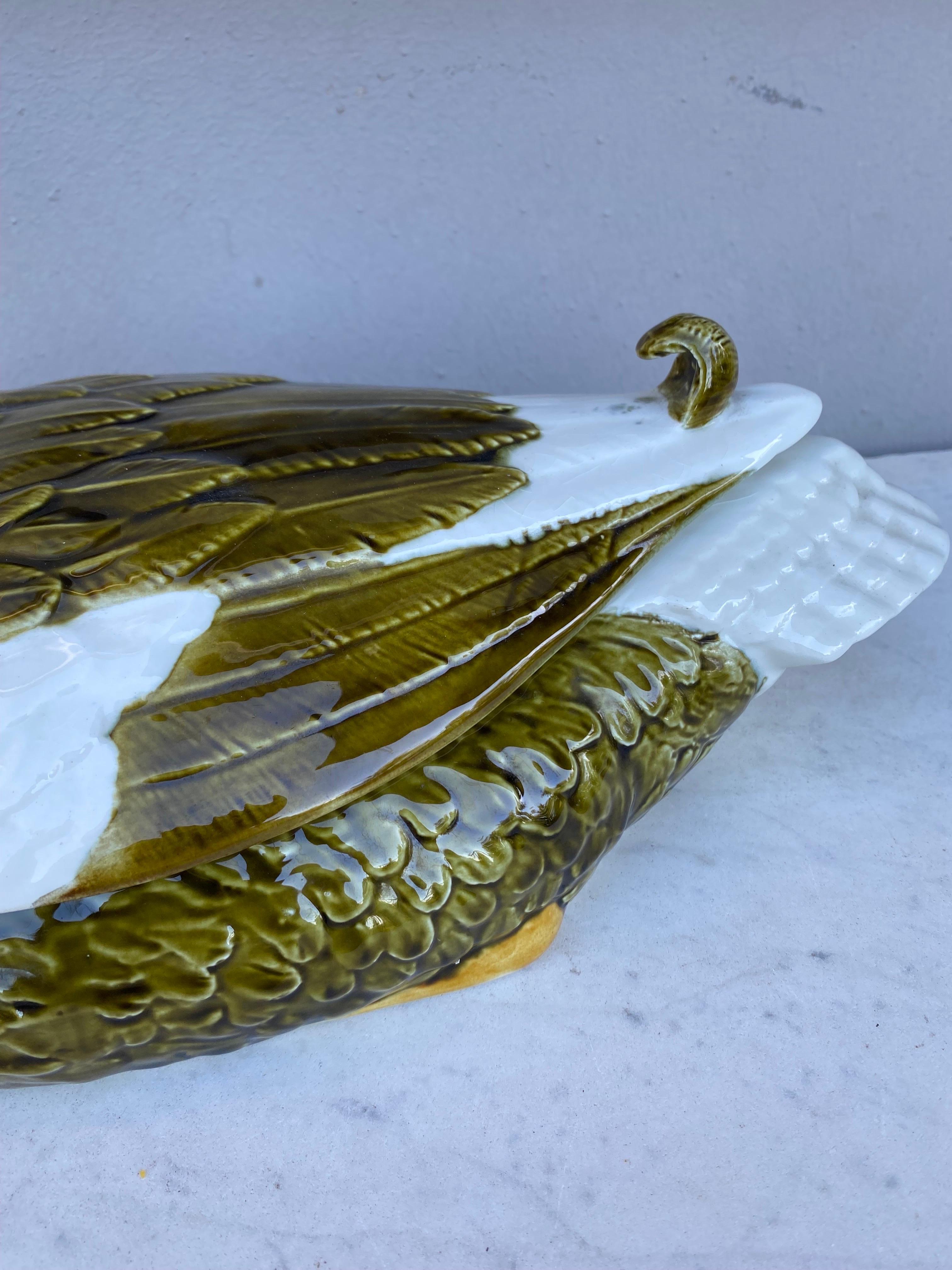 Rustic Portuguese Large Majolica Duck Tureen Box Secla