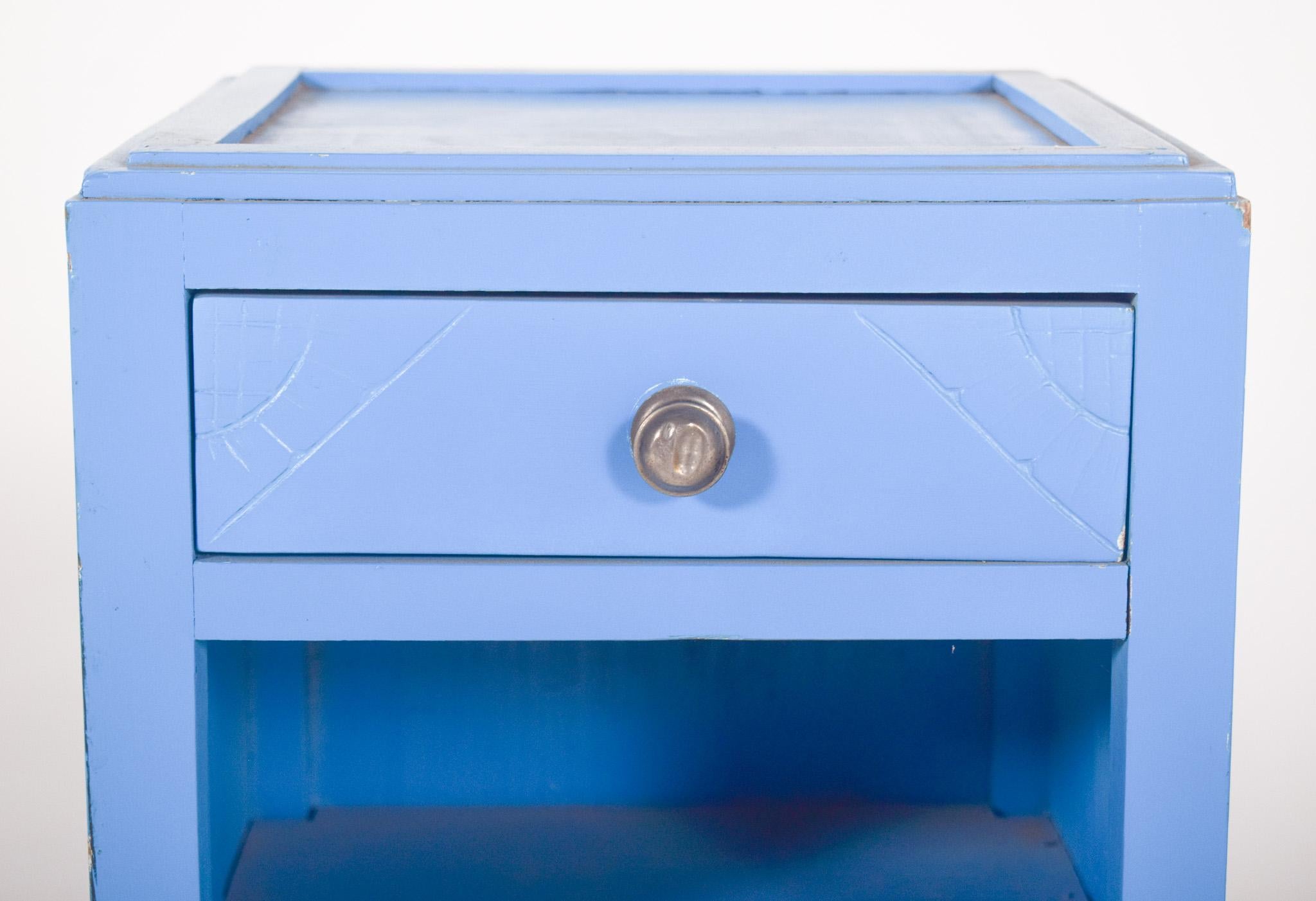 20th Century Portuguese Light Blue Painted Bedside Table For Sale