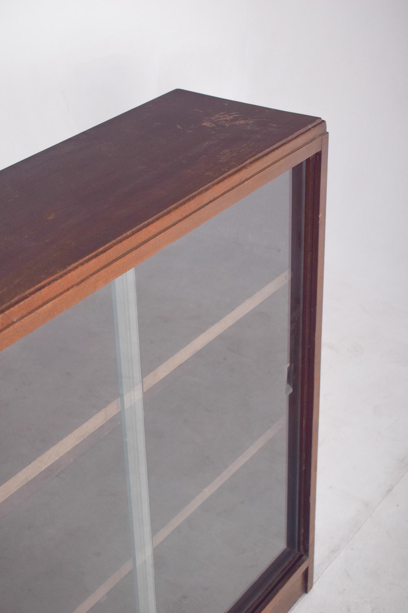 Glass Portuguese Low Display cabinet with Two Shelves For Sale