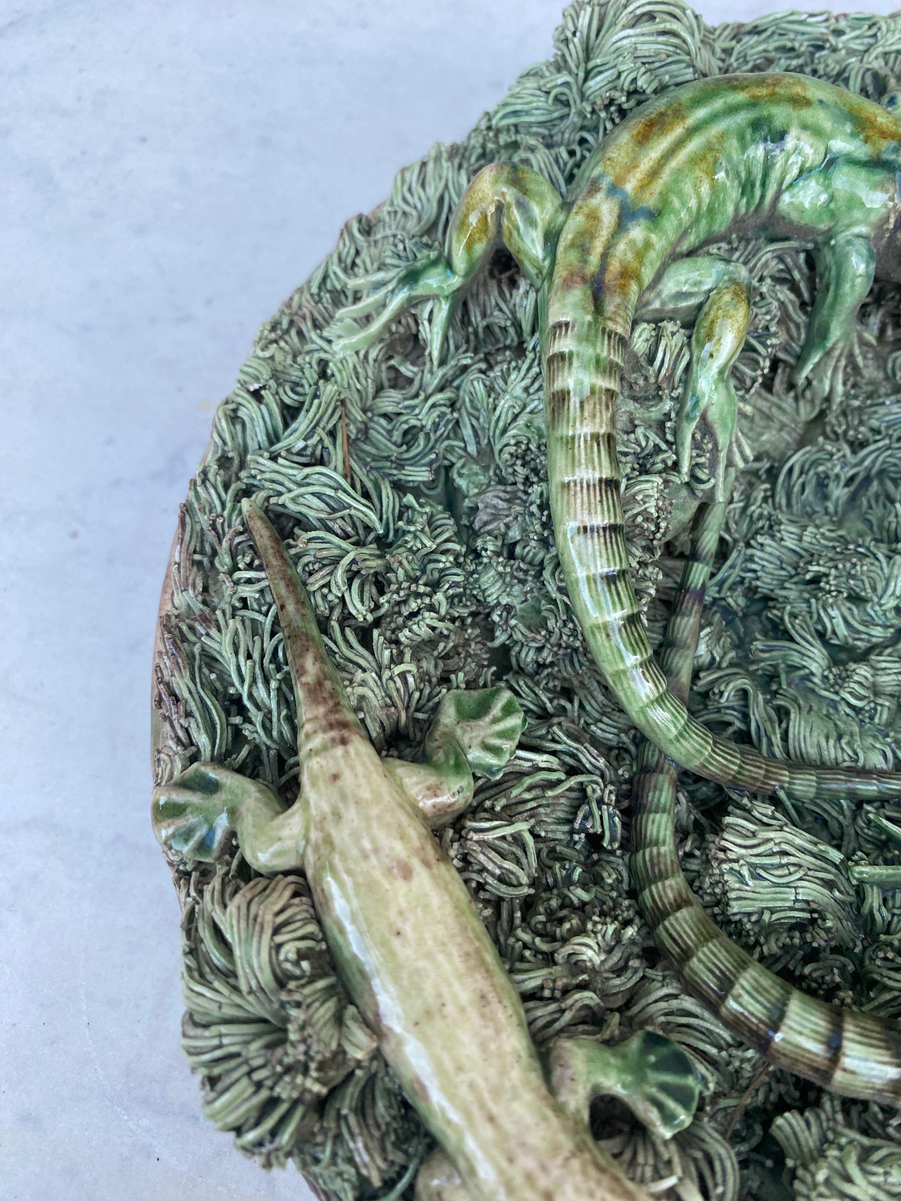 Ceramic 19th Century Portuguese Majolica Palissy Wall Lizard Platter