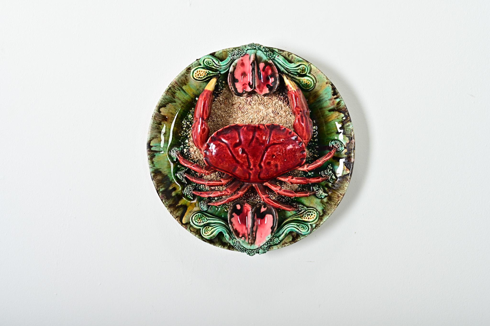 Portugiesische Majolika Palissy Ware Krabbe (Sonstiges) im Angebot