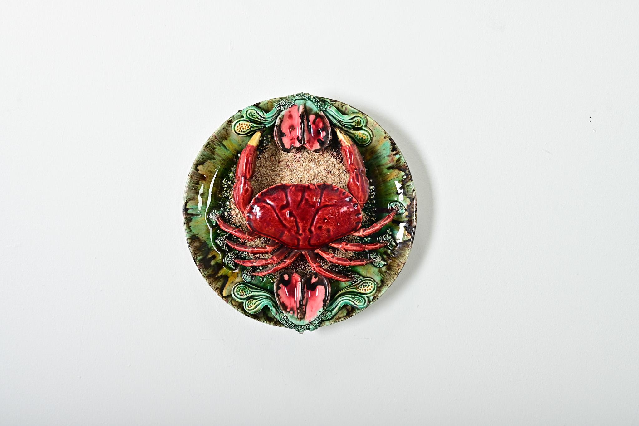 Portugiesische Majolika Palissy Ware Krabbe (Sonstiges) im Angebot