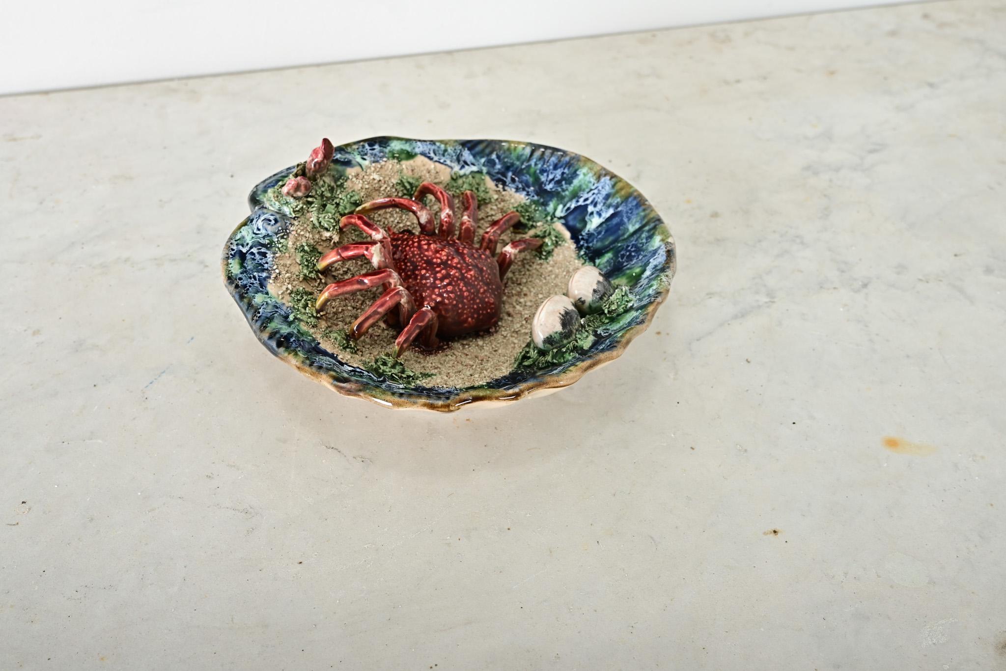 Portugiesische Majolika Palissy Ware Krabbe (Sonstiges) im Angebot