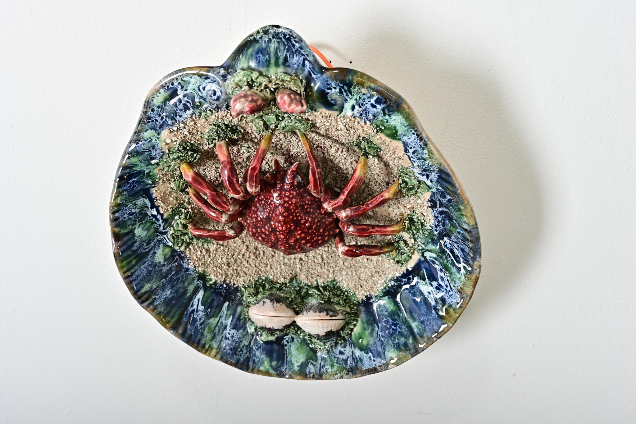 Portugiesische Majolika Palissy Ware Krabbe (20. Jahrhundert) im Angebot