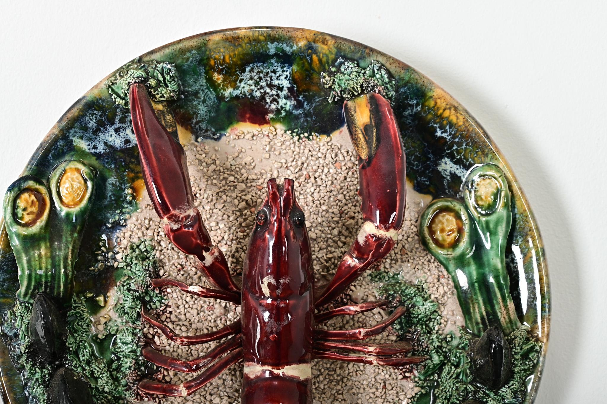 Portugiesische Majolika Palissy Ware Hummer (Sonstiges) im Angebot