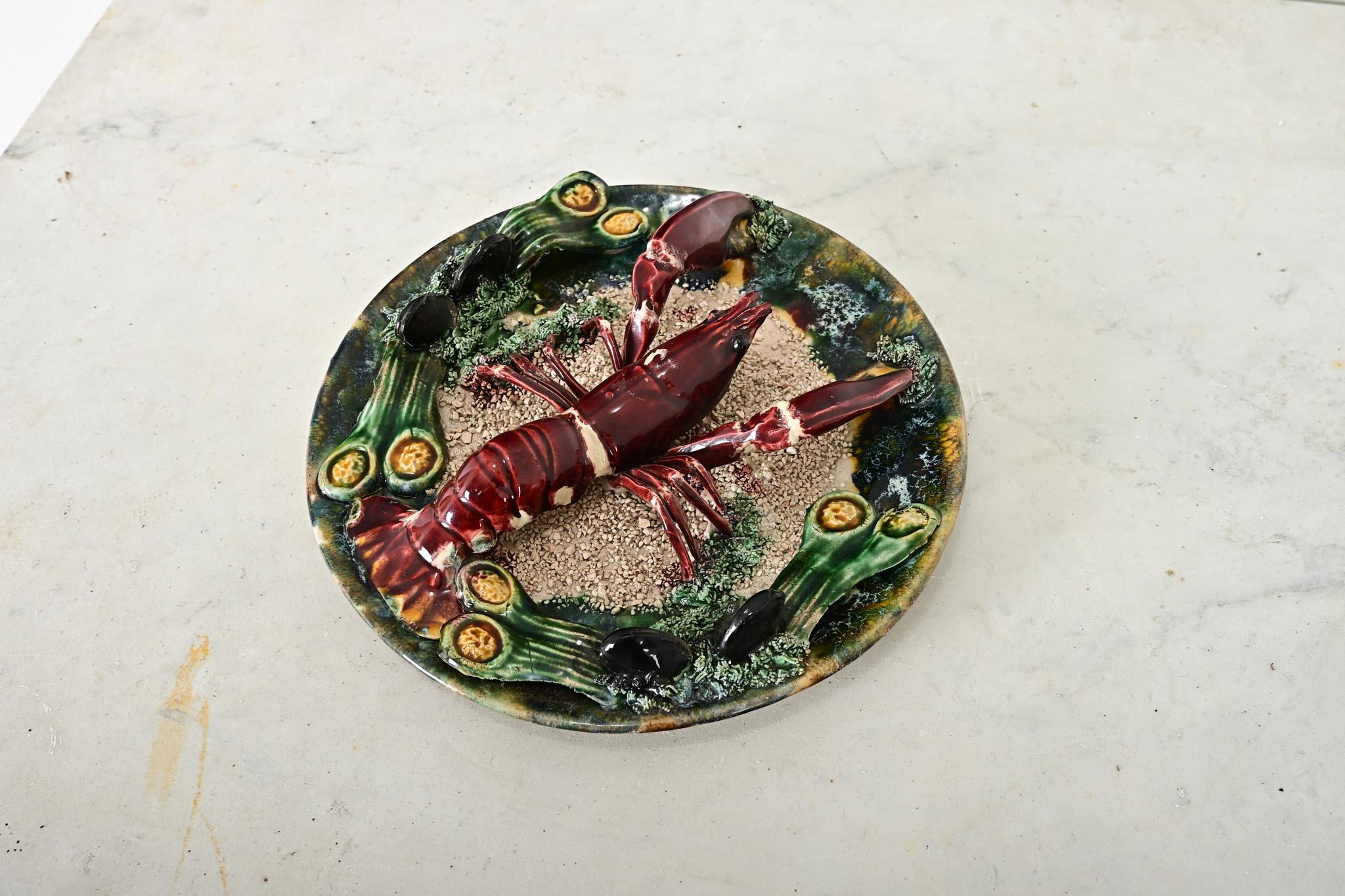 Portugiesische Majolika Palissy Ware Hummer (20. Jahrhundert) im Angebot