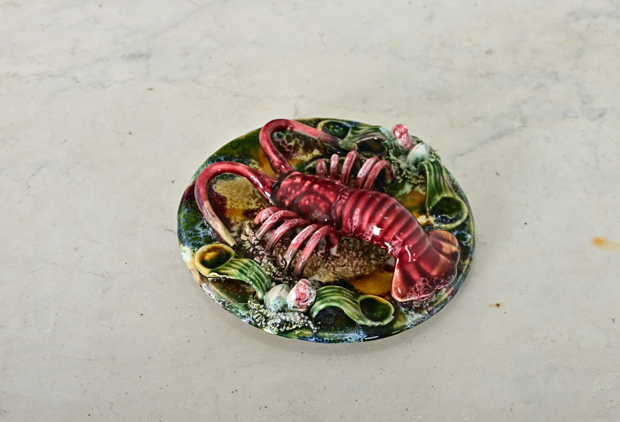 Portugiesische Majolika Palissy Ware Hummer (20. Jahrhundert) im Angebot