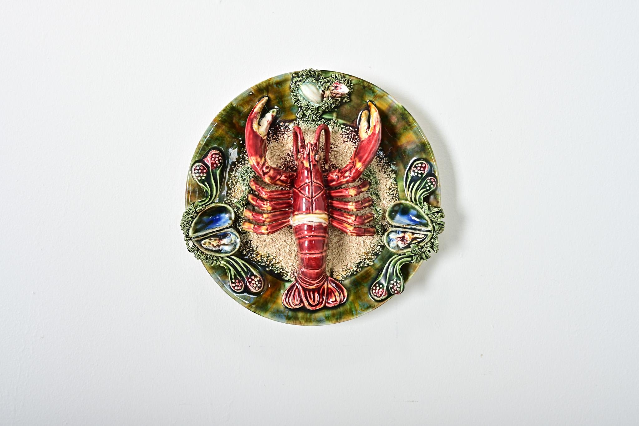 Portugiesische Majolika Palissy Ware Hummer (Keramik) im Angebot