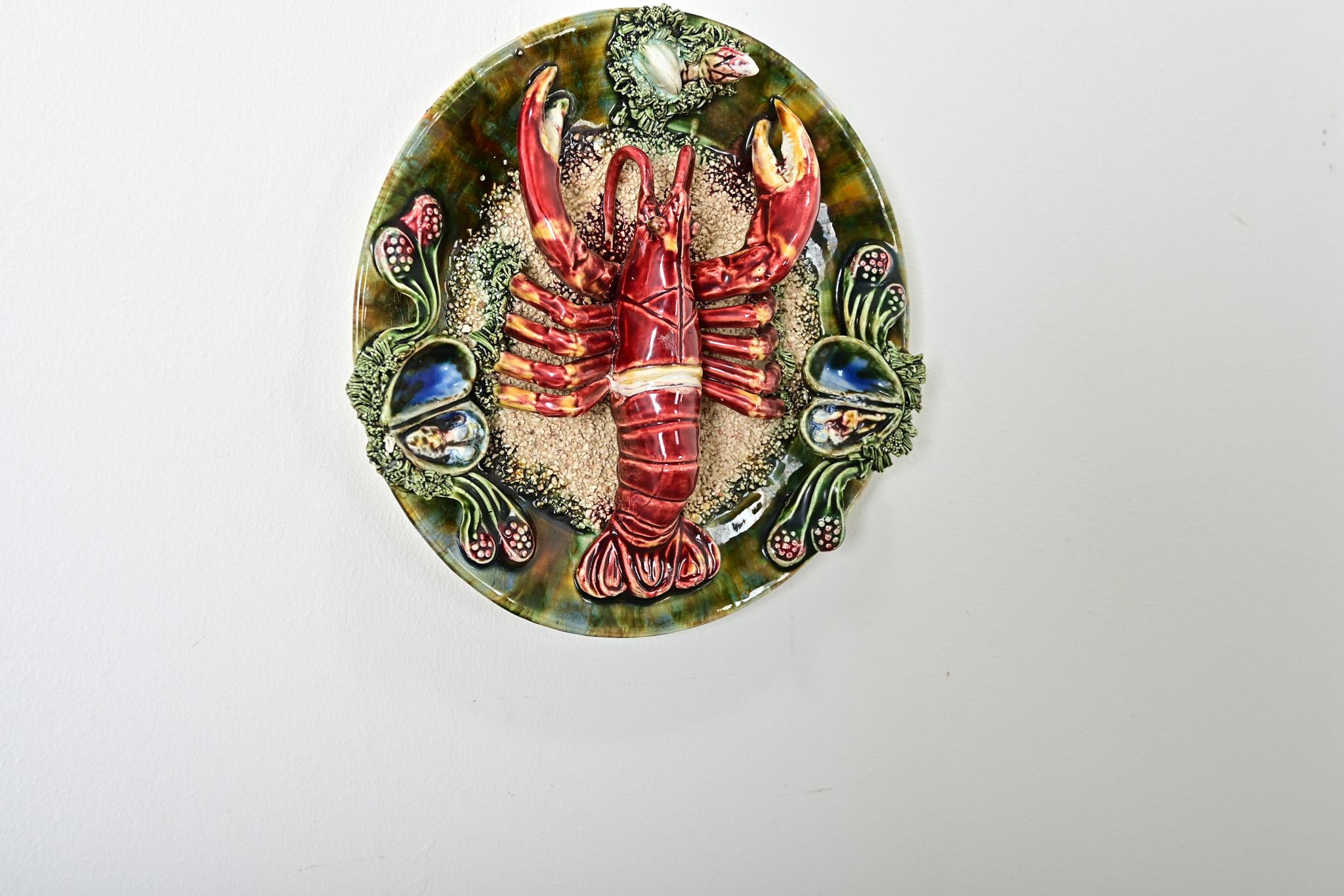 Portugiesische Majolika Palissy Ware Hummer im Angebot 1