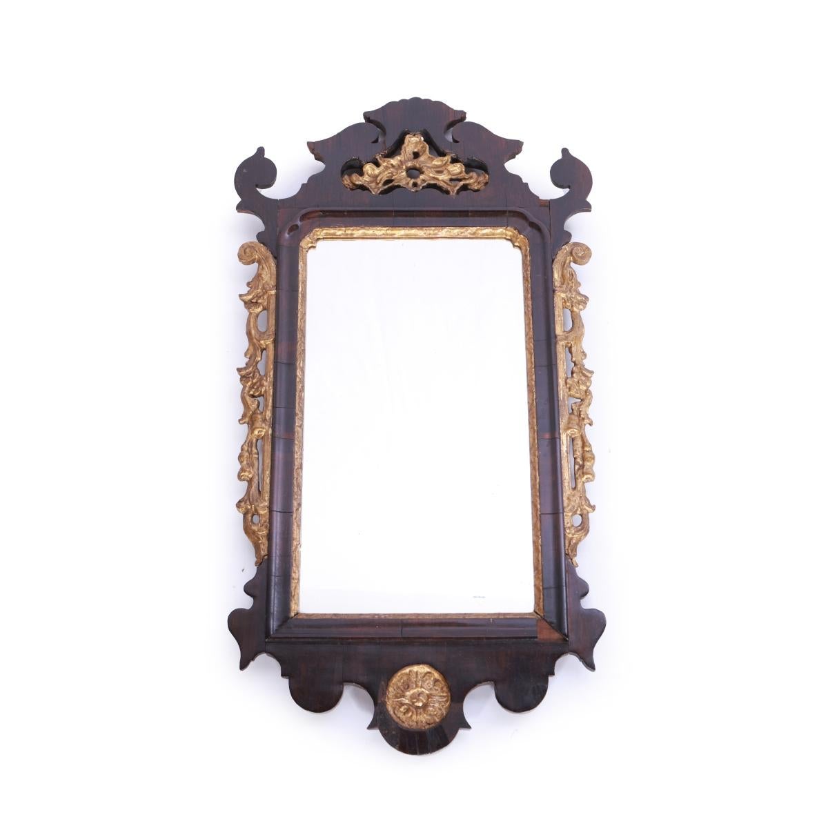 Hand-Crafted Portuguese Mirror of the 18th Century Brazilian Rosewood Frame For Sale