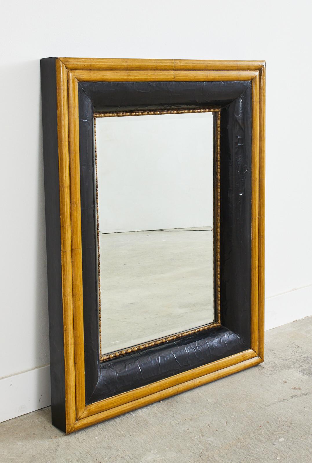 Hollywood Regency Portuguese Mirror with Faux Bamboo Trim For Sale
