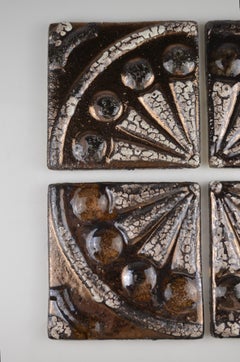 Portuguese Modernist Relief Azulejo Tile Panel, Set of Four, 50s, 60s