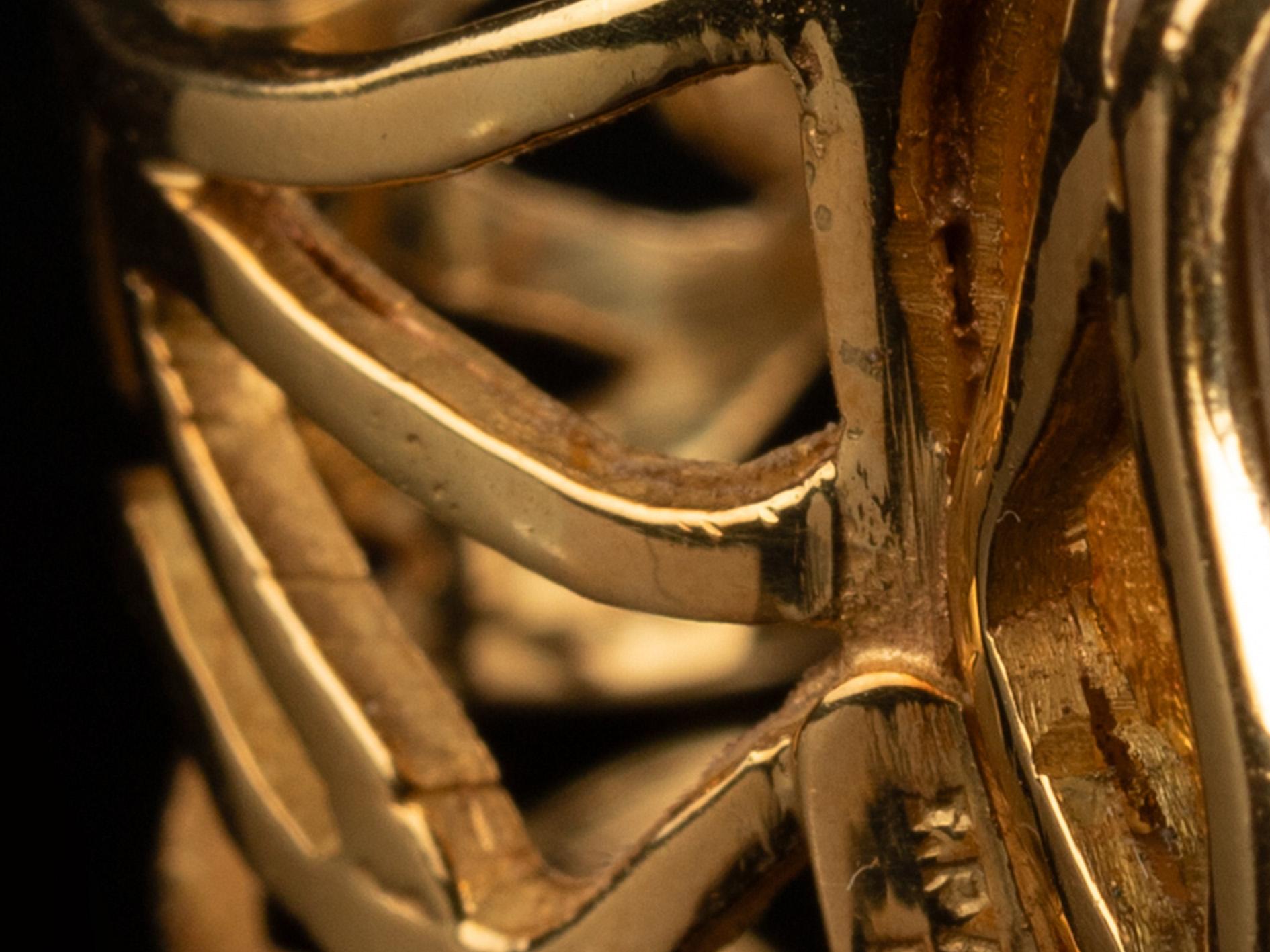 Anello portoghese modernista in quarzo fumé e oro in vendita 1