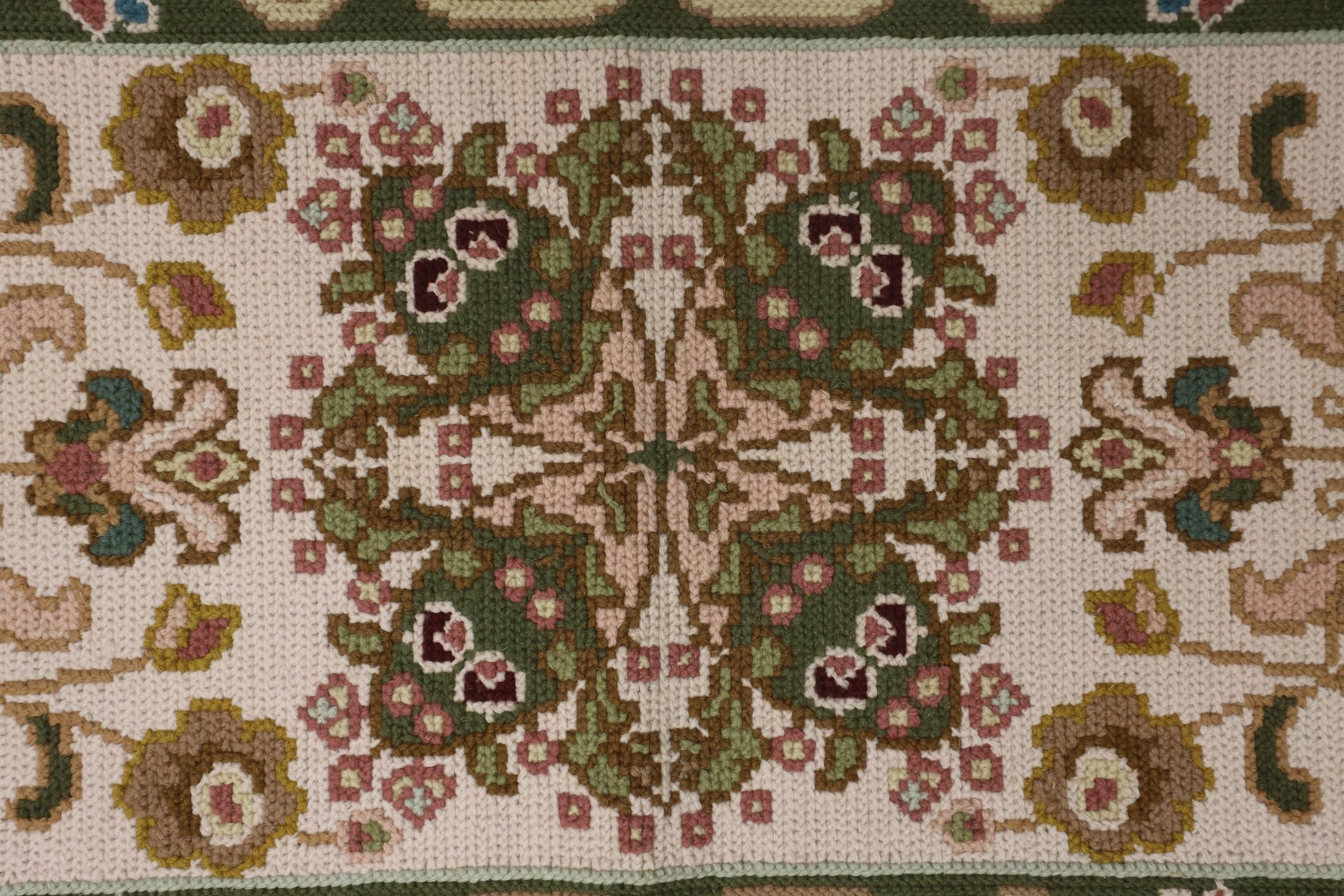 Country Tapis portugais à l'aiguille Tapis traditionnel en laine à motifs floraux Tapis tissé à la main en vente