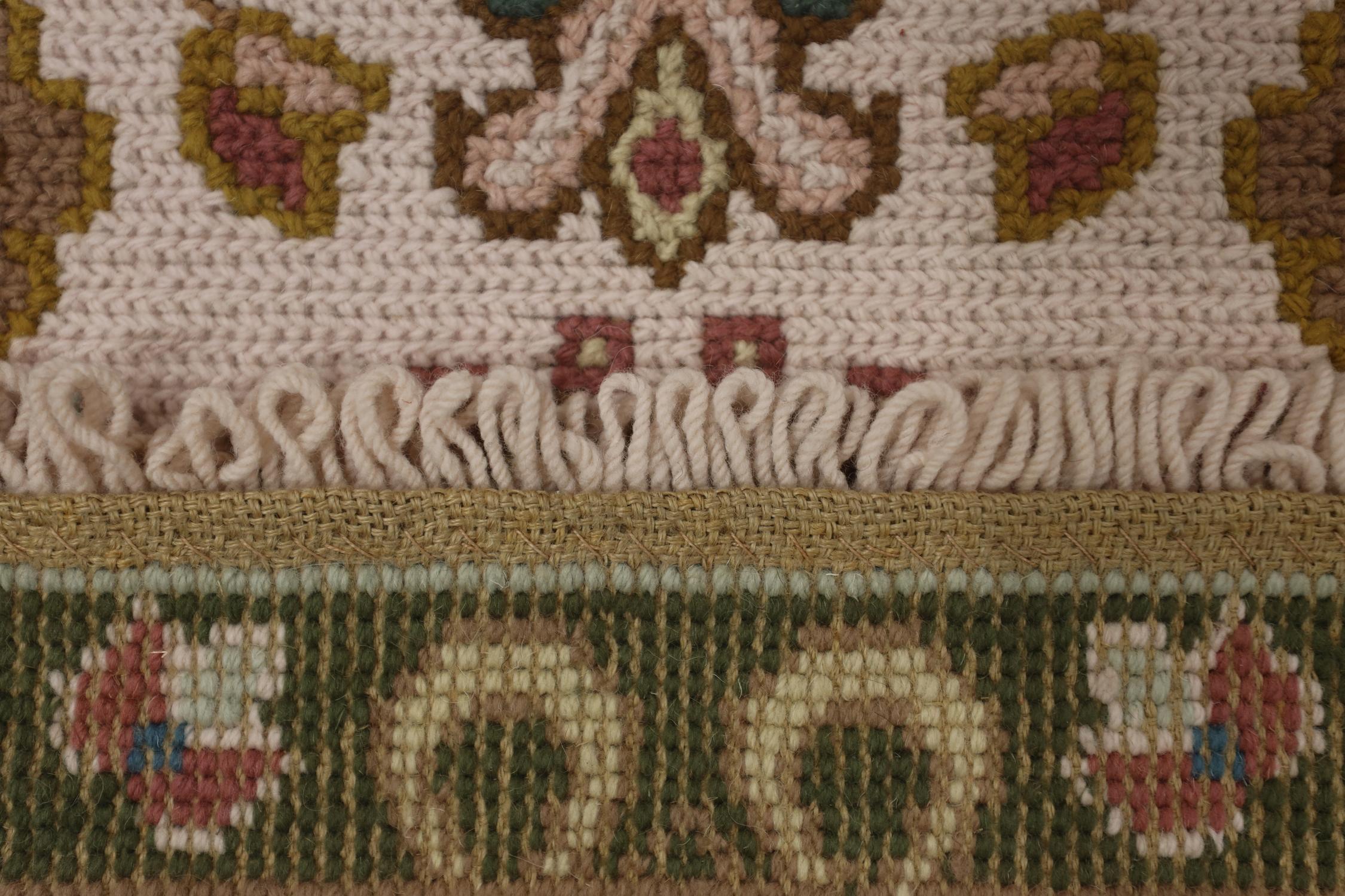 Portuguese Needlepoint Rug Traditional Wool Floral Rugs Handwoven Carpet In Excellent Condition For Sale In Hampshire, GB