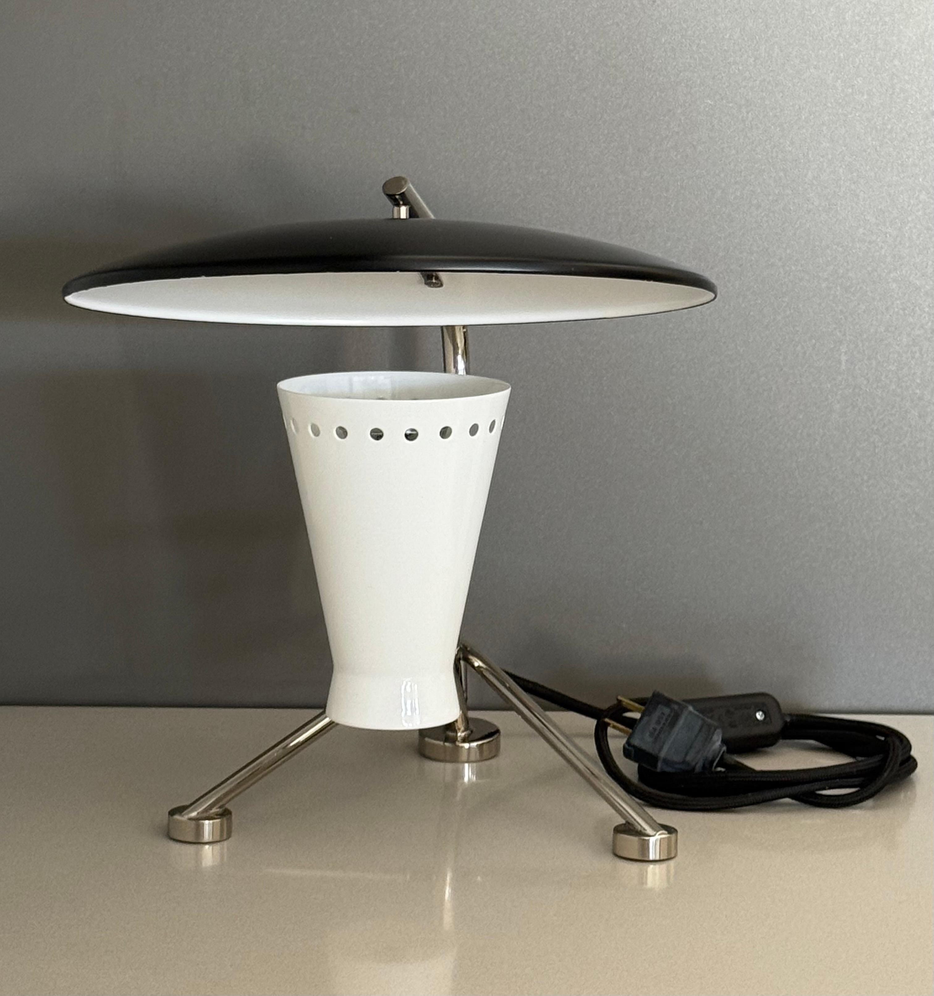 Contemporary Portuguese Nickel and Black “Barry” Table Lamp by Delightfull For Sale