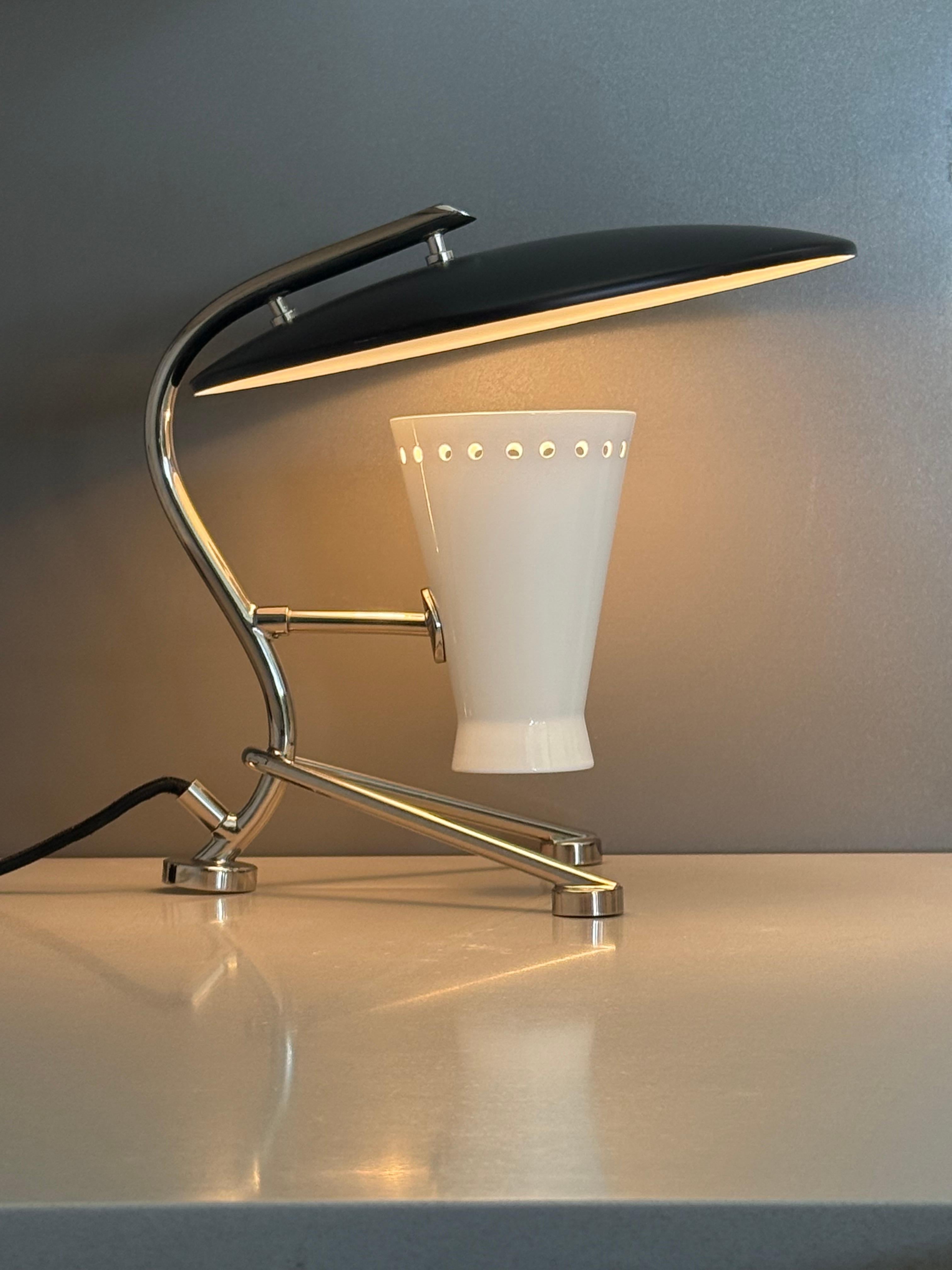 Metal Portuguese Nickel and Black “Barry” Table Lamp by Delightfull For Sale