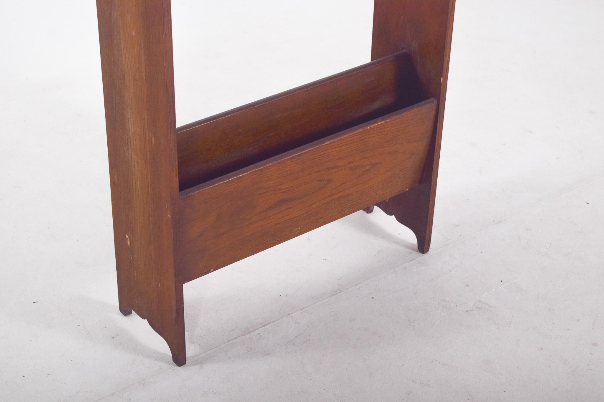 20th Century Portuguese Oak Magazine Rack For Sale