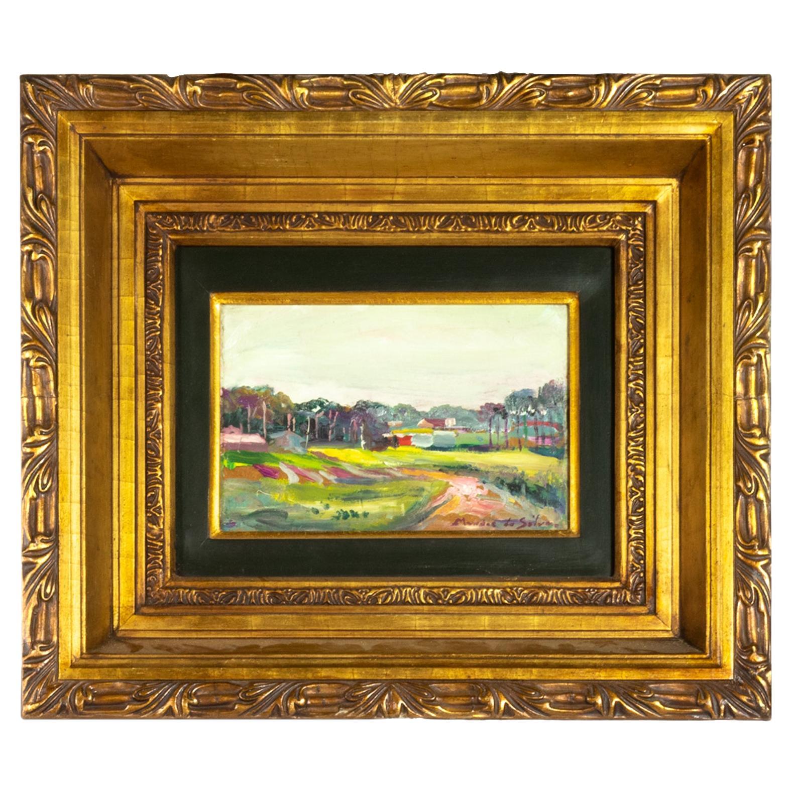 Portuguese Oil Landscape Painting By Mendes da Silva, 20th Century For Sale