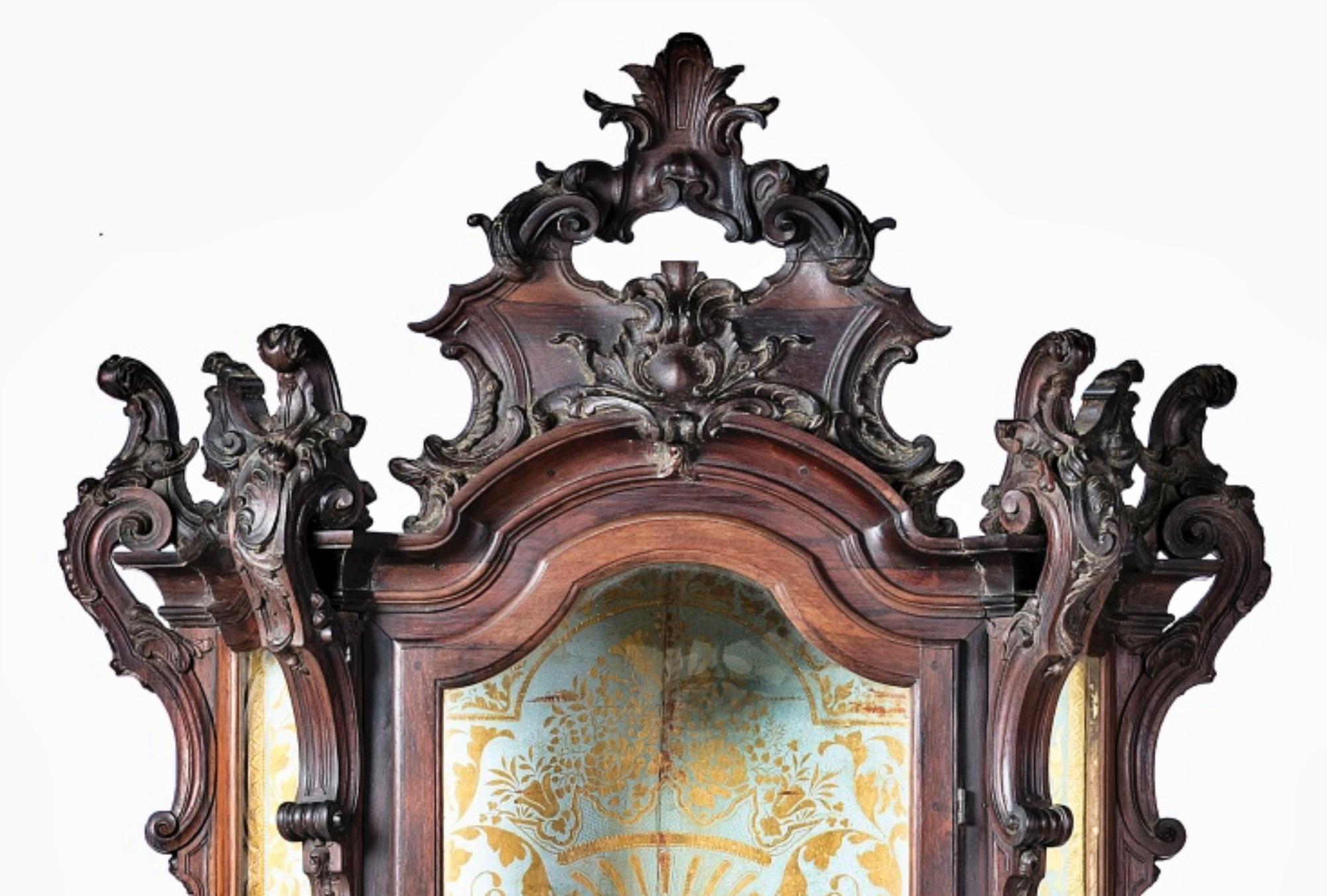 Romantic Portuguese Oratory 18th Century Palisander Wood For Sale