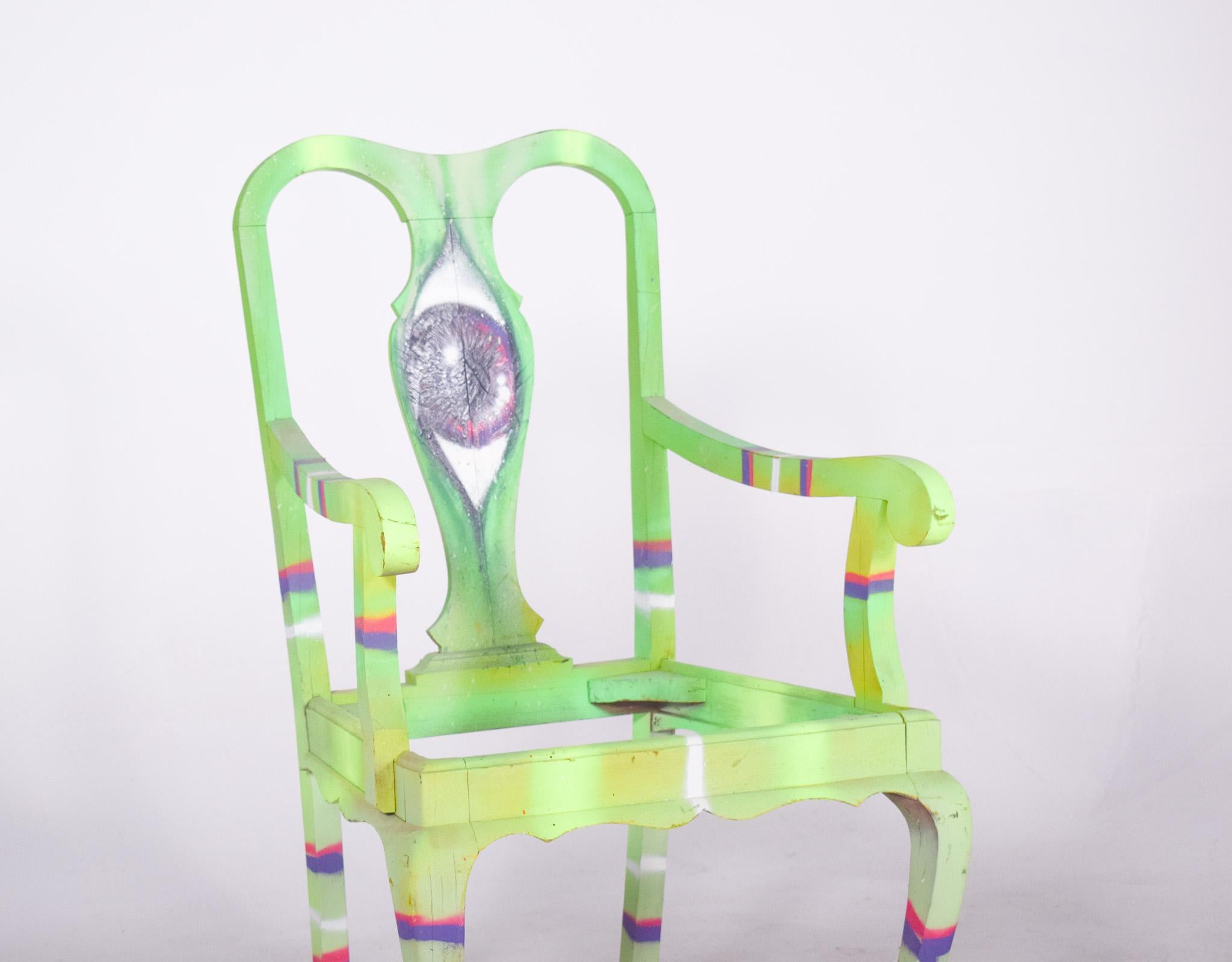 Peint à la main Fauteuil portugais peint par Francisco Camilo en vente