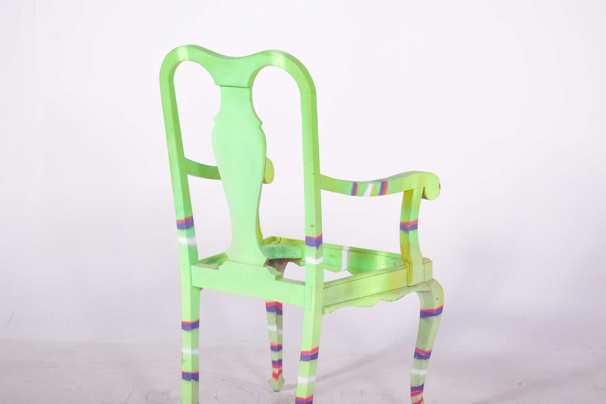20ième siècle Fauteuil portugais peint par Francisco Camilo en vente