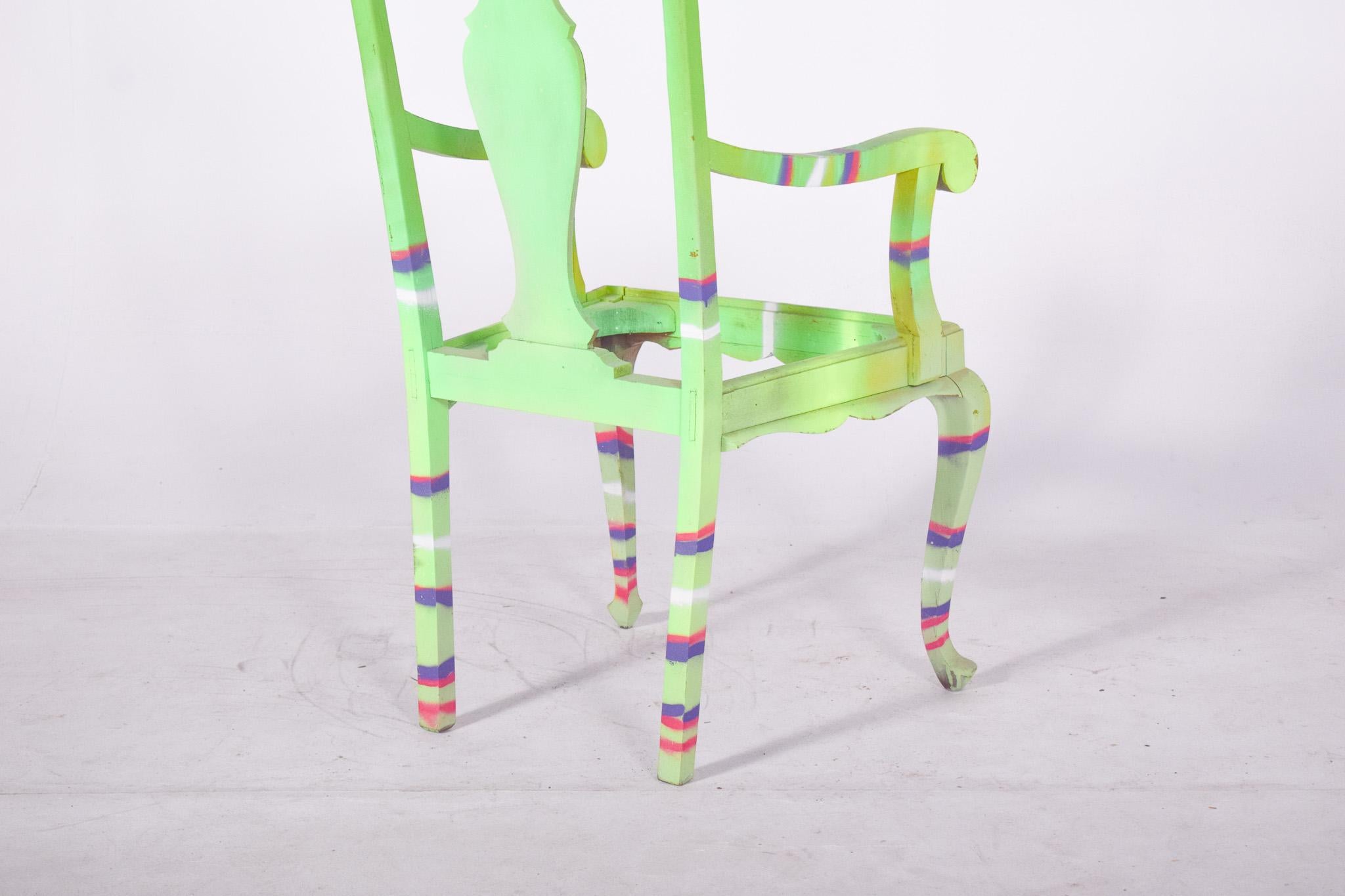 Bois Fauteuil portugais peint par Francisco Camilo en vente