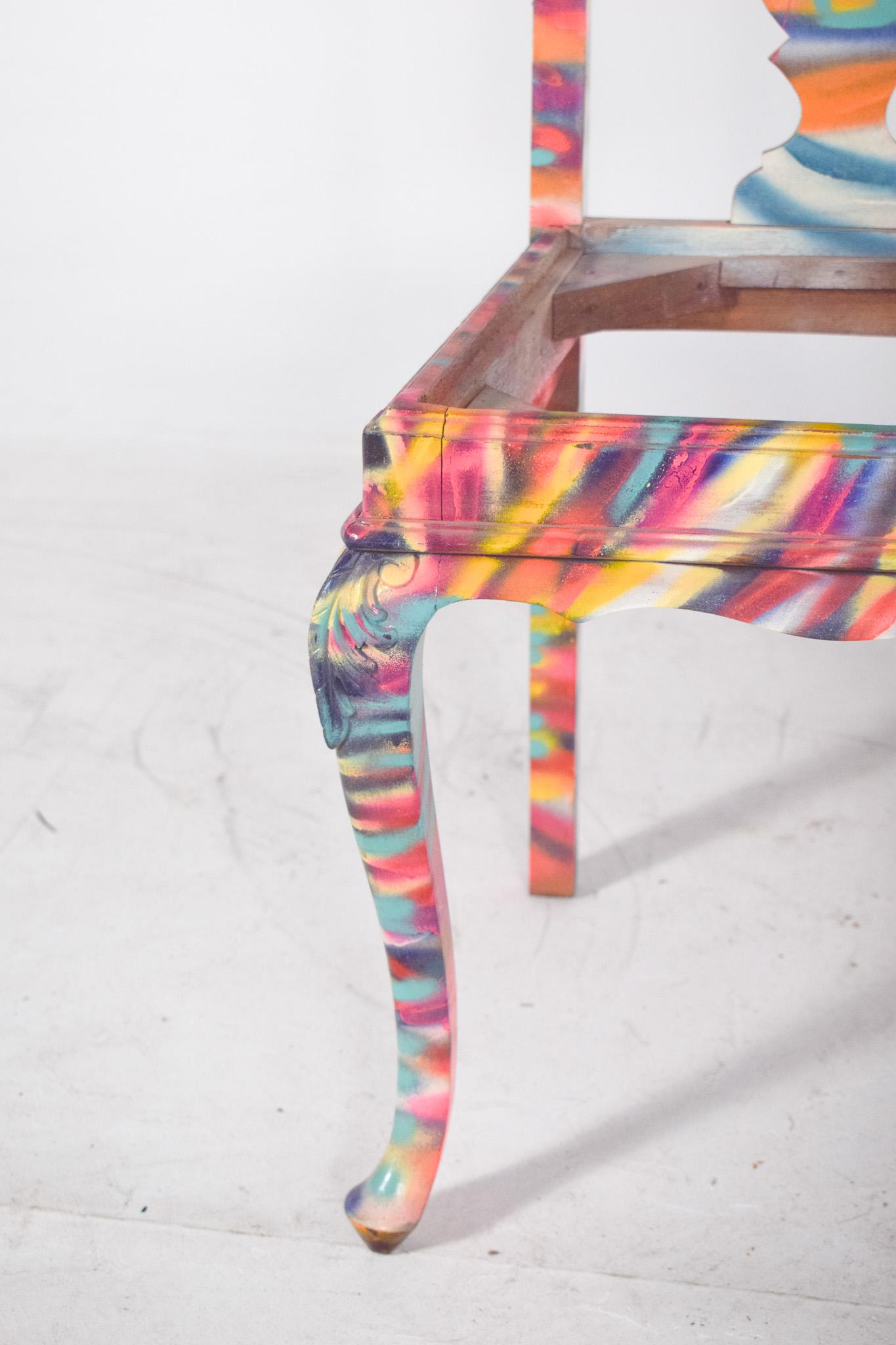 Peint à la main Chaise peinte portugaise par Francisco Camilo en vente