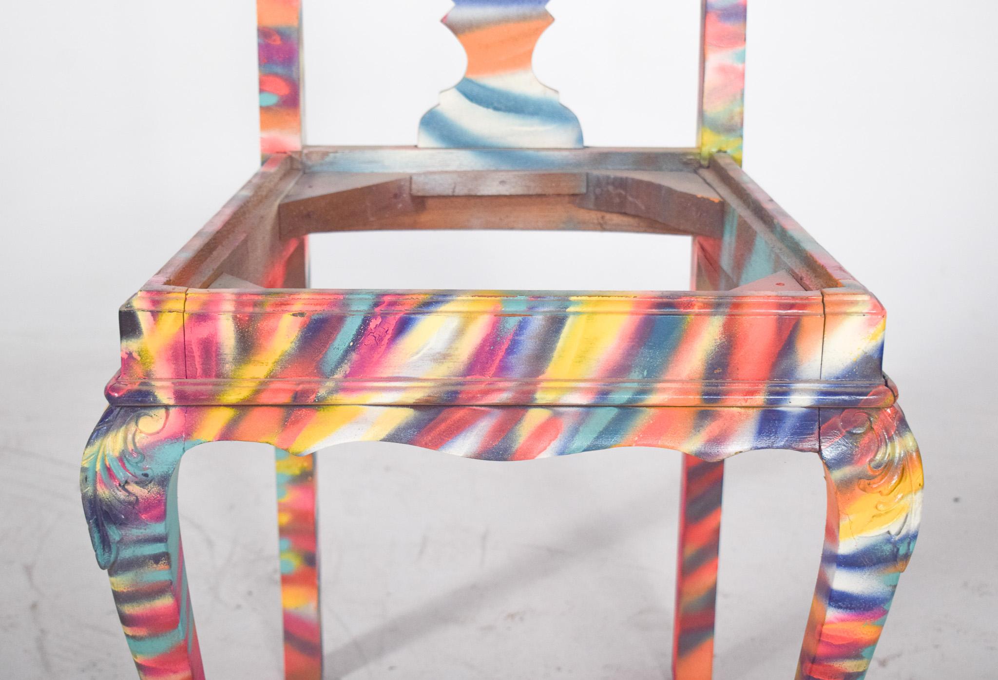 Chaise peinte portugaise par Francisco Camilo État moyen - En vente à Lisboa, Lisboa