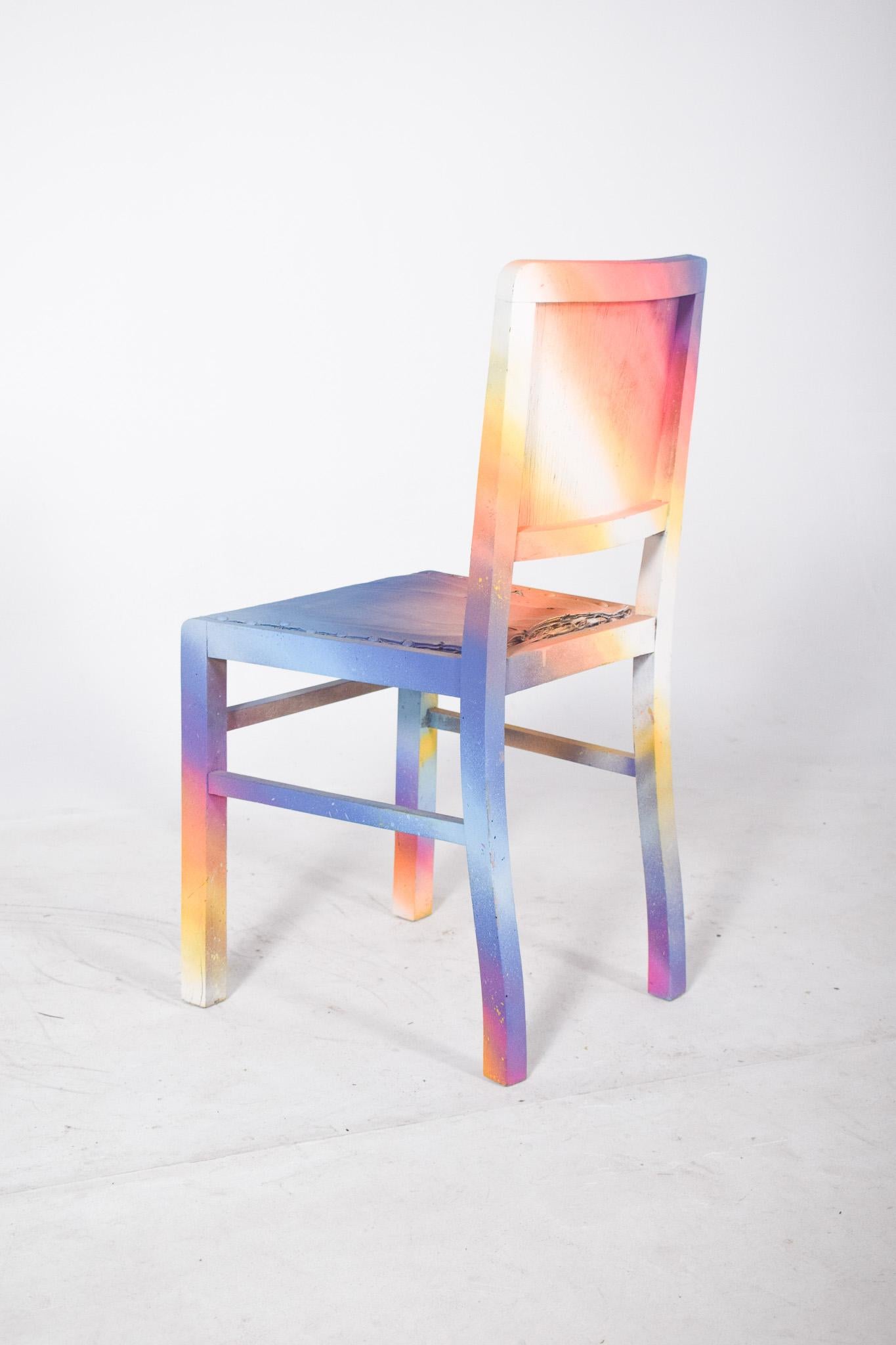 Chaise peinte portugaise par Francisco Camilo État moyen - En vente à Lisboa, Lisboa