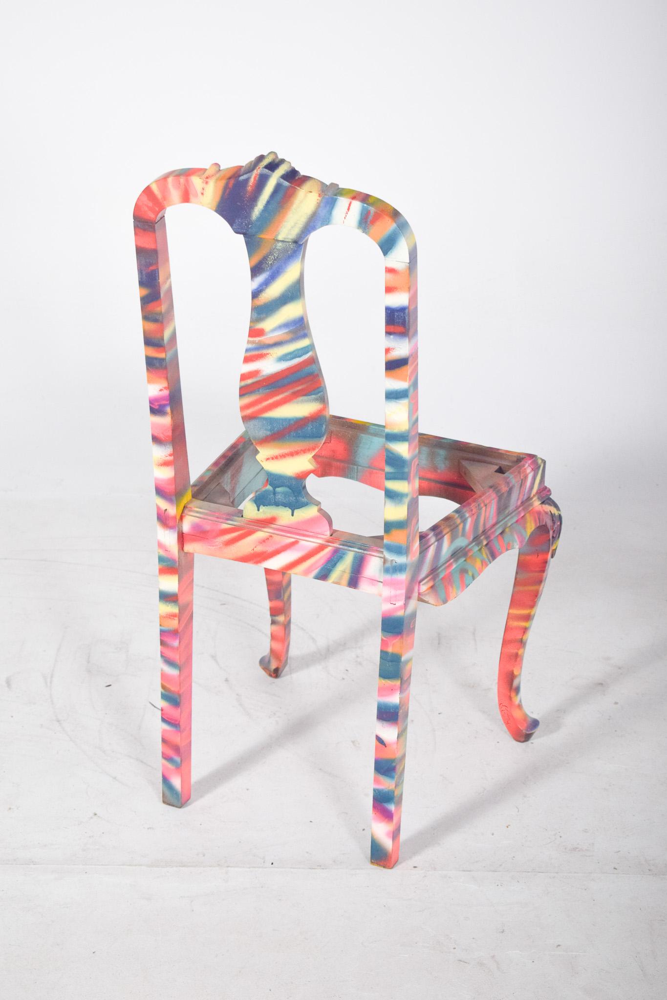 20ième siècle Chaise peinte portugaise par Francisco Camilo en vente