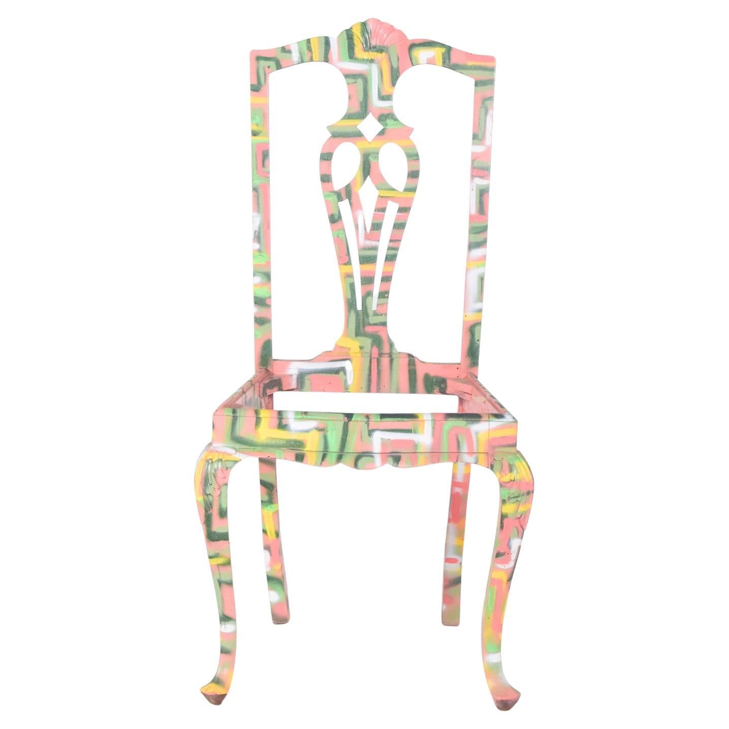 Chaise peinte portugaise par Francisco Camilo